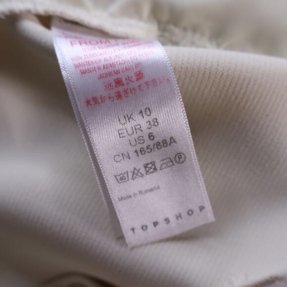 TOPSHOP Belted V-Neck Wrap Jumpsuit Ivory Tapered Leg Casual Women's 6P - Picture 10 of 11